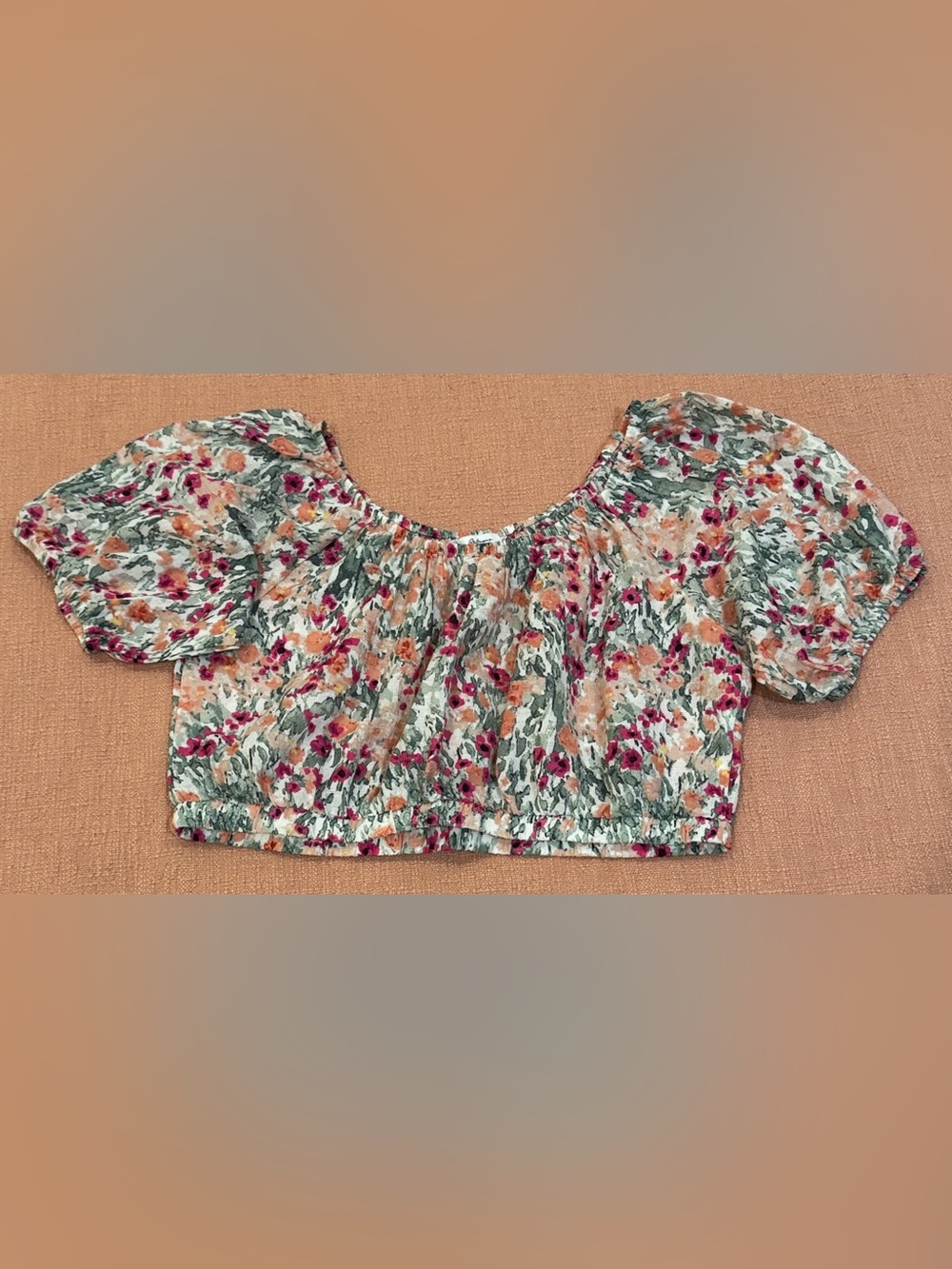 Reitmans Floral Puff Sleeve Crop Top Size Large wm’s